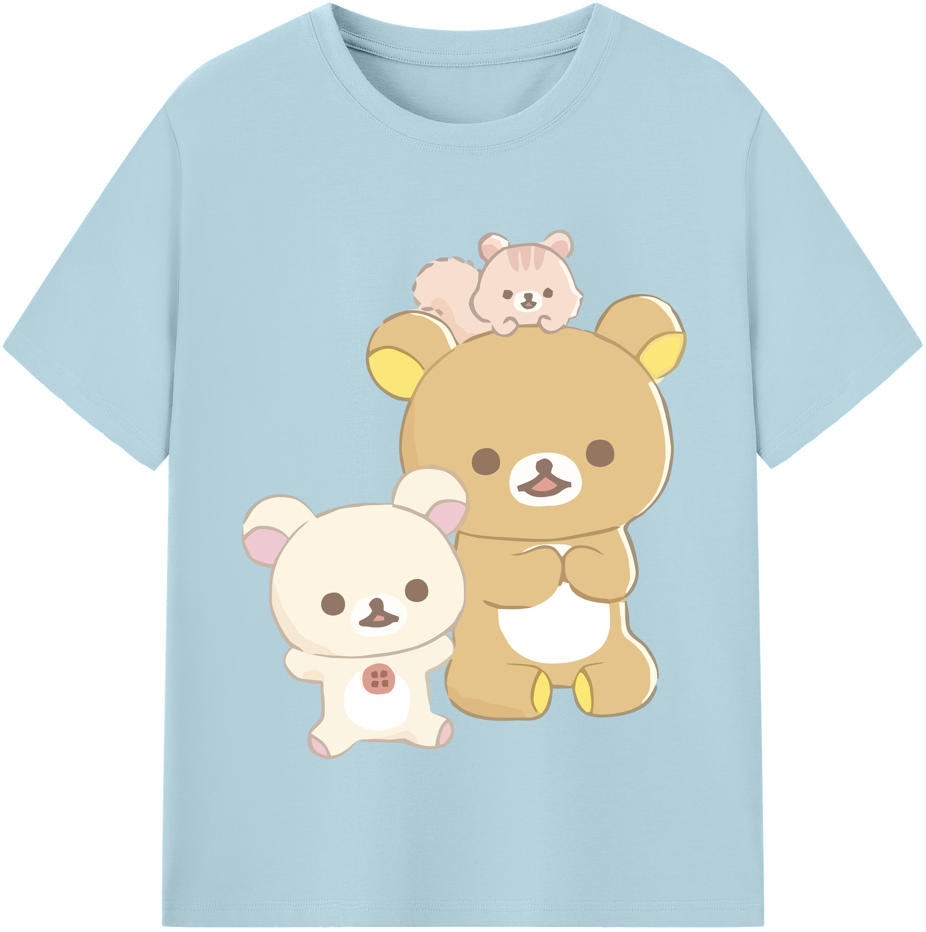 （画像用） リラックマ リラックマ キイロイトリ Rilakkuma Korilakkuma Kiiroitori 綿100％半袖Tシャツ（フロントプリント）